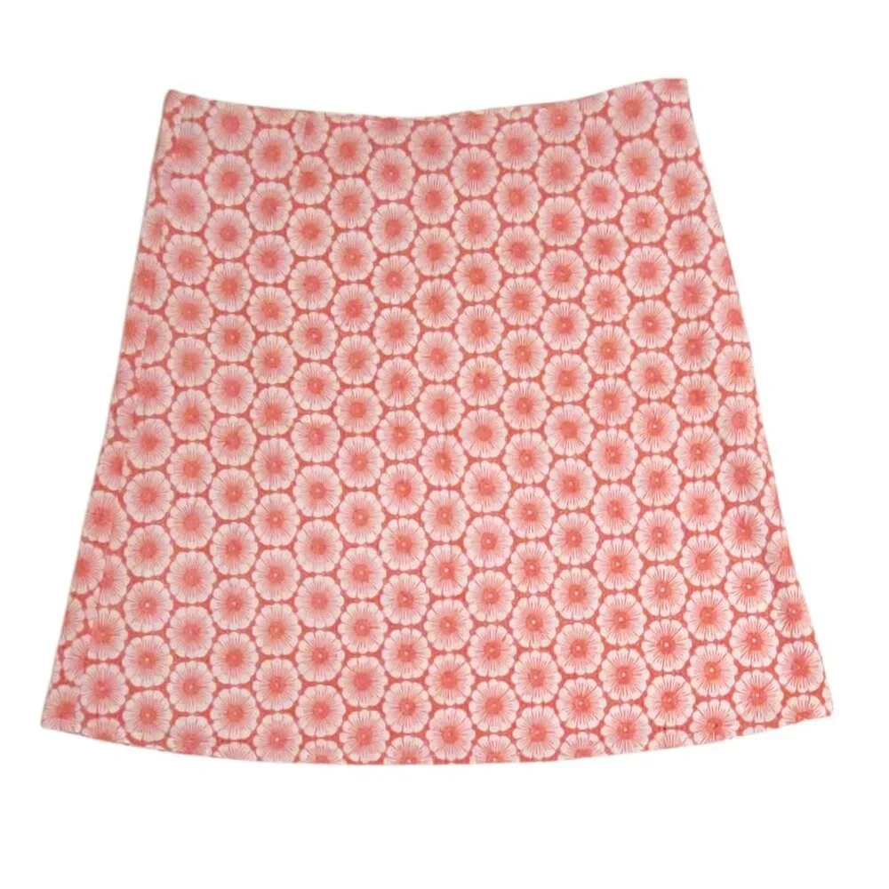 Boden Womens Embroidered Lace Floral Coral Red & White Cotton A-Line Skirt 16R - Picture 1 of 11
